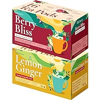 Gya Tea Co Berry Bliss Herbal K Cups Tea Pods Variety Pack & Lemon Ginger Tea K Cups Variety Pack for Keurig 2.0 &1.0