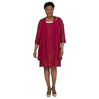 R&M Richards Women's Fly Away Jacket Over Beaded Neck Laced Dress