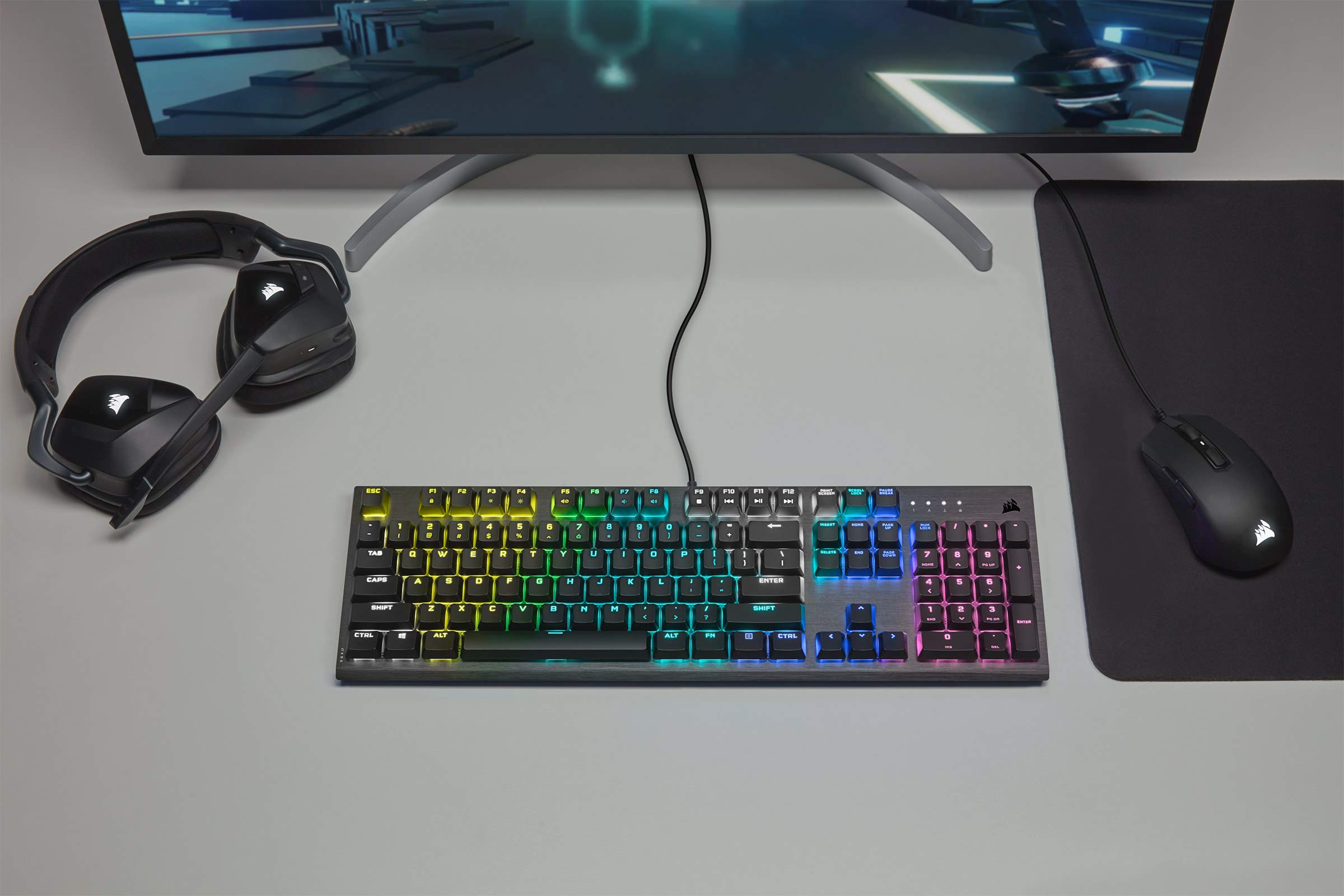 Corsair K60 RGB Pro Low Profile Mechanical Gaming Keyboard - CHERRY MX SPEED Mechanical Keyswitches – Slim and Streamlined Durable Aluminum Frame - Customizable Per-Key RGB Backlighting