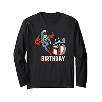 DC Comics Superman Birthday 5th American Flag Long Sleeve T-Shirt