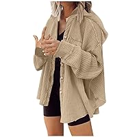 Women's Winter Jackets Plus Size Casual Sweatshirt Solid Color Zipper Jacket Long Sleeve Loose Coat Jacket, S-2XL