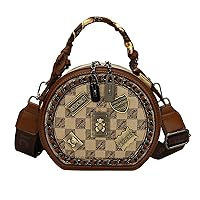 Vintage Women's Bag, Round Crossbody Bag, One Shoulder Crossbody Circle Tote Bag, Large Capacity Daily Purse Handbag