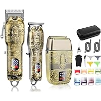Suttik Professional Hair Clippers for Men Beard Trimmer Electric Shavers Set with Case, Cordless Barber Clippers for Hair Cutting Grooming Kit, Rechargeable, LCD Display