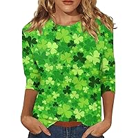 Fashion Women's St. Patricks Holiday Print Autumn and Winter Casual Round Neck Printed Womens Fashion Tops