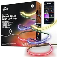 GE Cync Dynamic Effects Smart LED Light Strip with Music Sync, Room Décor Aesthetic Color Changing Lights, LED Lights for Bedroom and TV, Works with Amazon Alexa and Google, 16 ft