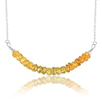 Yellow Sapphire Bar Necklace Gemstone Jewelry 40CM Yellow Sapphire Bar Necklace Sapphire Bar Necklace For Her Layering Necklace