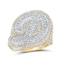 The Diamond Deal 10kt Two-tone Gold Mens Baguette Diamond D Initial Letter Ring 9-1/4 Cttw