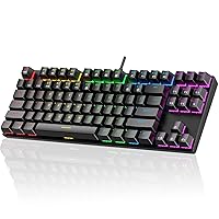 TKL Mechanical Gaming Keyboard, RGB LED Rainbow Backlit 60% Keyboard with Blue Switches, 27 LED Lighting Modes, 100% Anti-Ghosting, 87 Keys Wired Tenkeyless Keyboard for Windows PC MAC Games