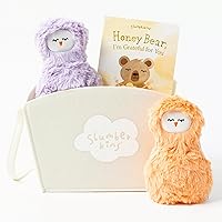 Slumbekins Honey Bear, I'm Grateful for You Book + Melon Peep + Violet Peep + Basket - Easter Gift Set, SEL Social Emotional Learning Toys for Boys & Girls
