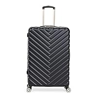 Kenneth Cole REACTION Madison Square Lightweight Hardside Chevron Expandable Spinner Luggage, Black, (28-Inch Checked)