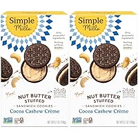 Simple Mills Cocoa Cashew Crème Sandwich Cookies - Gluten Free, Vegan, Healthy Snacks, 6.7 Ounce (Pack of 2)
