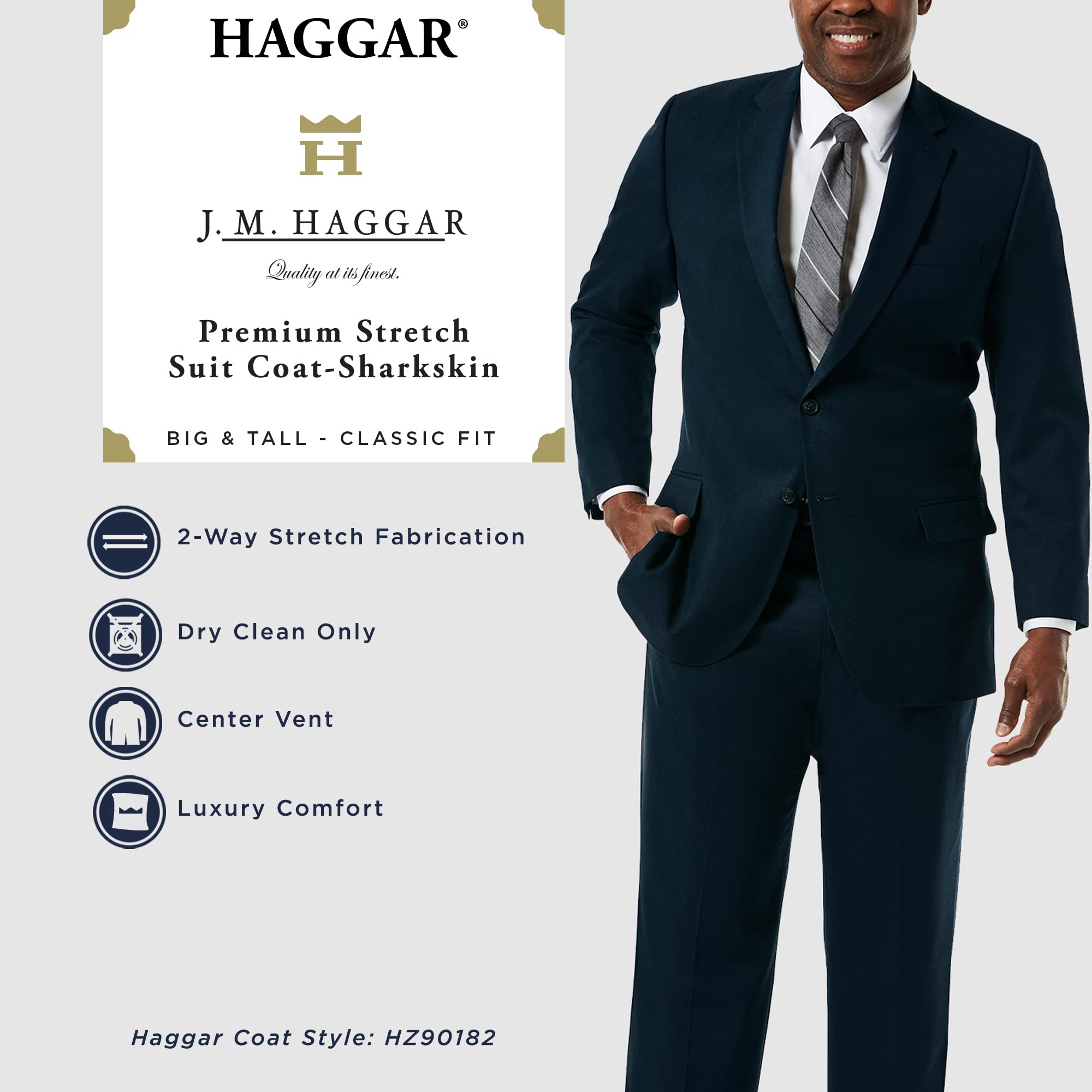 J.M. Haggar mens Sharkskin Premium Classic- Fit Stretch Suit Separate Coat