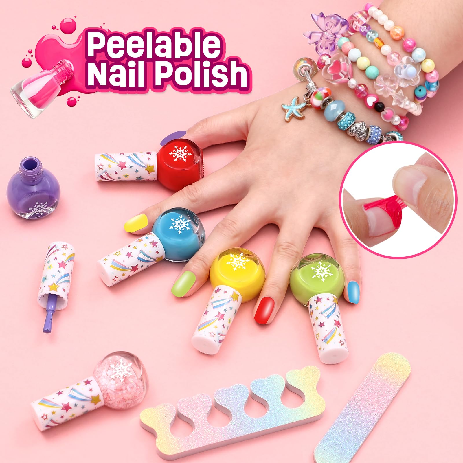 GC 1500+pcs Bracelet Making Kit for Girls Gifts Toys 5-12 Years Old,  Jewelry DIY Craft Art Supplies & Nail Polish Kit & Jewelry Box with Bead  Charm