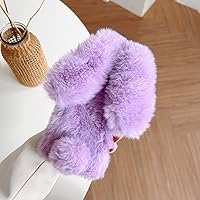 for Samsung Galaxy Z Flip 3 Rabbit Fur Plush Case, Warm Plush Cute Case for Girls Women Fluffy Furry Back Cover Slim Shockproof Cover for Samsung Galaxy Z Flip 3 5G, Purple
