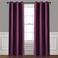 Lush Decor Absolute Blackout Curtains Plum Insulated Grommet Window Curtain Panel Pair | Light Filtering, Energy Efficient, 84” x 38”
