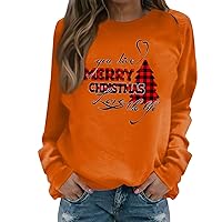 Christmas Sweatshirts For Women Xmas Graphic Long Sleeve Tops Casual Crew Neck Loose Fit Pullover Trendy Clothes