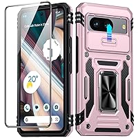 ANTSHARE for Google Pixel 8 Case, [16 FT Military Grade Drop Protection], Slide Cover [1*Screen Protector] [Camera Protection] Heavy Duty Shockproof Phone Case for Pixel 8, Rose Gold