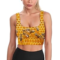 Honey Bees Hive Women's Sports Bras Workout Yoga Bra Padded Fitness Crop Tank Tops