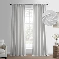 HPD Half Price Drapes Basic Faux Linen Curtains - 84 Inch Long Pair - 2 Panels - 50W x 84L - Natural Linen Curtain for Living Room, Bedroom, Dinning Room, Modern Farmhouse Drapes, Off White