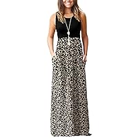 AUSELILY Women's Summer Sleeveless Loose Maxi Dress Casual Long Dress with Pockets