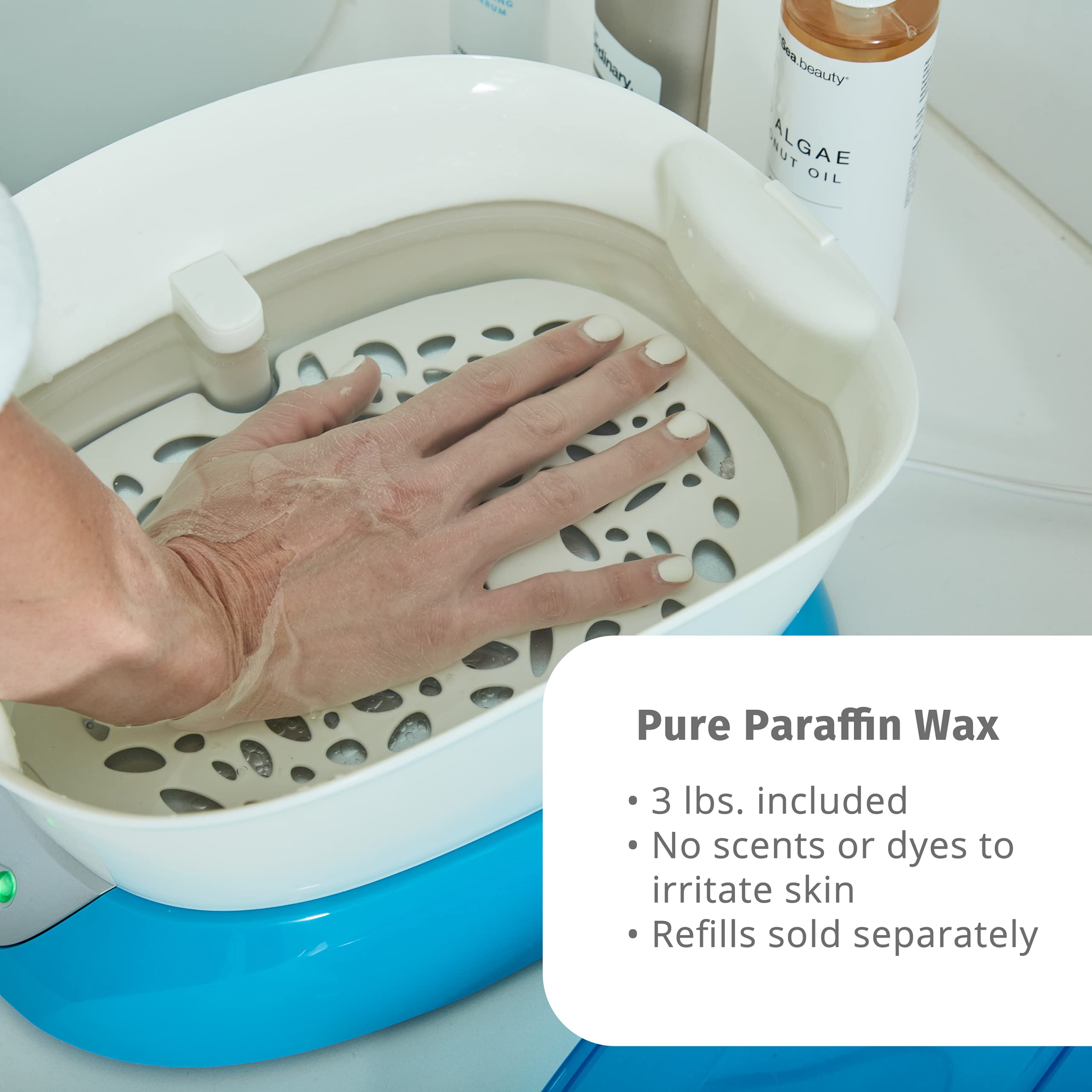 Homedics Paraffin Wax Machine for Hands - Hypoallergenic Hot Wax Hand Therapy Machine to Soothe and Moisturize Hands - Includes 3 Pounds of Wax and 20 Hand Liners