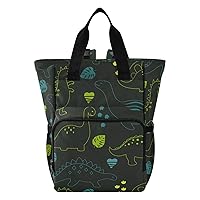 Dinosaurs Diaper Bag Backpack for Dad Mom Large Capacity Baby Changing Totes with Three Pockets Multifunction Diaper Bag Tote for Picnicking Playing