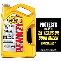 Platinum High Mileage Full Synthetic 5W-30 Motor Oil for Vehicles Over 75K Miles (5-Quart, Single)