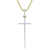 Dazzlingrock Collection Round White Diamond Cross Pendant for Women with 18 inch Chain (0.09 ctw, Color I-J, Clarity I1-I3) in Gold