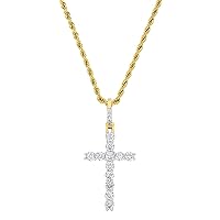 Mens Womens 14K Gold Plated Jesus Cross Pendant Figaro Gold Chain Necklace, Mens Cross Necklace, Cross Jesus Pendant, Cross Chain, Gold Cross pendant, 20