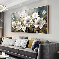 Wall Art Modern Flower Artwork Paintings White Blossom Gold Leaf Butterfly Landscape Picture wall Decor for Living Room Bedroom Kitchen 30