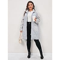 OVEXA Women's Large Size Fashion Casual Winte Plus Raglan Sleeve Quilted Coat Leisure Comfortable Fashion Special Novelty (Color : Baby Blue, Size : XX-Large)