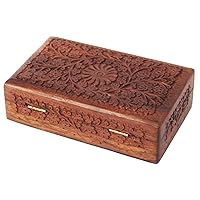 Handmade Wooden Keepsake Storage Case Jewelry Box Jewel Organizer - Valentine Gifts for Women, 8 x 5 Inches