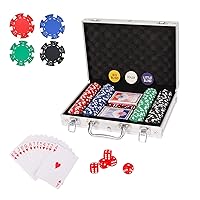 Poker Chip Set for Beginners, 200 Pcs Casino Poker Chips with Aluminum Case,11.5 Gram Chips with Iron Insert for Texas Holdem Blackjack Gambling…