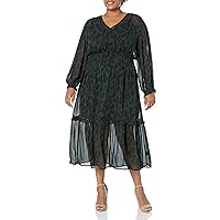 Velvet by Graham & Spencer Women's Kendra Long Sleeve Tiered Midi Dress