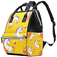 Cartoon Unicorn and Stars Diaper Bag Backpack Baby Nappy Changing Bags Multi Function Large Capacity Travel Bag