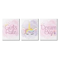 Stupell Industries Girls Rule Dream Big Star Crown Unicorn, Designed by Kim Allen Canvas Wall Art, 24 x 30, Pink