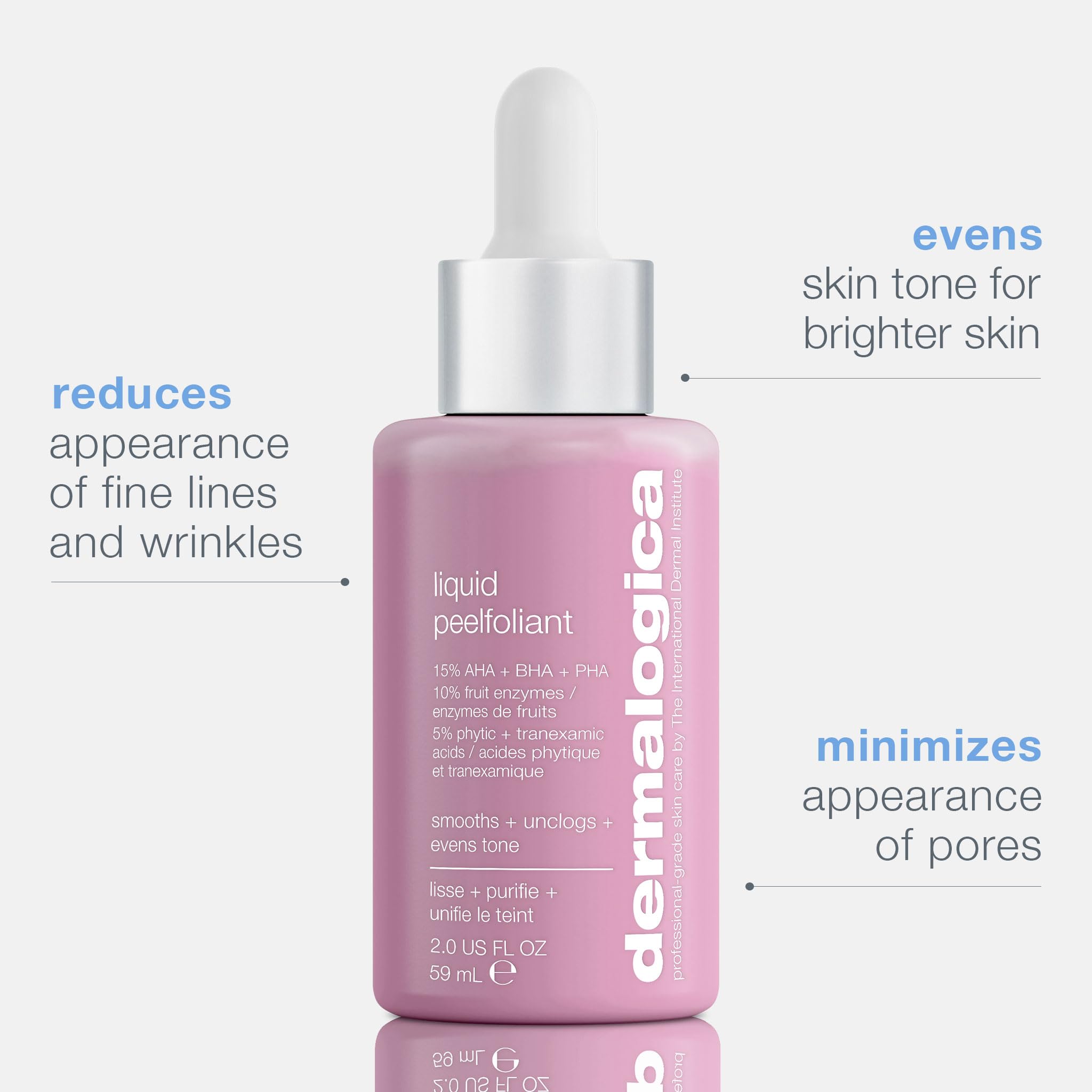 Dermalogica Liquid Peelfoliant with Glycolic Acid, Face Exfoliator Peel with AHA BHA PHA, Smooths Fine Lines and Wrinkles, Unclogs Pores, and Improve Skin Tone - 2 fl oz