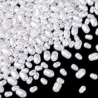 OIIKI 150Pcs Oval Pearl Beads for Jewelry Making, 1mm Large Holes Rice Shaped Imitation White Pearls for Necklaces Bracelets Earrings Jewelry Making DIY Crafts Bulk, (2size 6.2mm, 4.4mm)