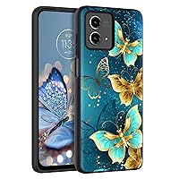 GUAGUA Compatible with Motorola Moto G Stylus 5G Case 2023 6.6 Inch Glow in The Dark Noctilucent Luminous Cute Blue Butterfly Slim Cover Protective Anti Scratch Case for Moto G Stylus 5G 2023, Blue