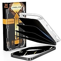 MRGLAS 4-Pack for iPhone 15 Pro Privacy Screen Protector [Auto-Alignment Kit] [10X Military Grade Protection] 9H Shatterproof Tempered Glass Compatible 15 Pro 6.1