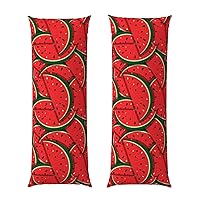 Red Watermelon Print Pillow Cover Long Pillow Case,20x54in Hair and Skin,Coffee Party, Hotel Quality