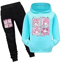 Teen Girls Fall Casual Pockets Hoodies and Sweatpants Sets My Melody Casual 2 Piece Outfits Sweatsuits Tracksuits