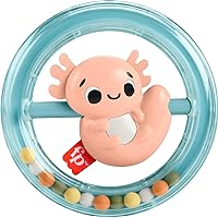 Fisher-Price Baby Sensory Toy Shake & Spin Axolotl for Fine Motor Activity for Newborns Ages 3+ Months