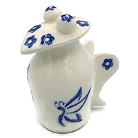 Ceramic Butterfly Shaped Pitcher with Lid, Handpainted Portuguese Pottery