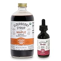Herbal Supplement Starter Set – A 16oz Bottle of Elderberry Syrup with Maple & a 2oz Bottle of Elderberry to-Go Immune Booster Made from Only Organic Ingredients in The USA