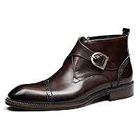 Men's Comfort Classic Leather Chelsea Boots Formal Dress Monk-Strap Brogues Ankle Boot