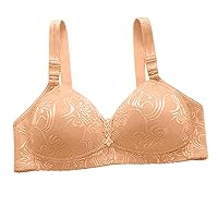 Women Push Up T-Shirt Bra Jacquard No Underwire Soft Everyday Bras Lift Up Add One Cup, Comfort Minimizer Bra