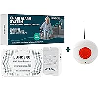 Lunderg Chair Alarm System with Call Button, Wireless Chair Sensor Pad & Pager - Elderly Monitoring Kit - Chair Alarms and Fall Prevention for Elderly