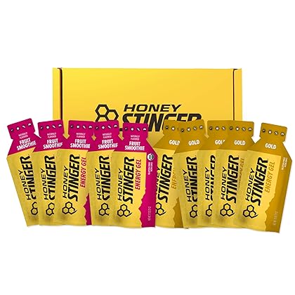 Honey Stinger Energy Gel Variety Pack | 5 Packs Each of Gold and Organic Fruit Smoothie Gluten Free & Caffeine for All Exercises Sports Nutrition Home Gym, Pre Mid Workout