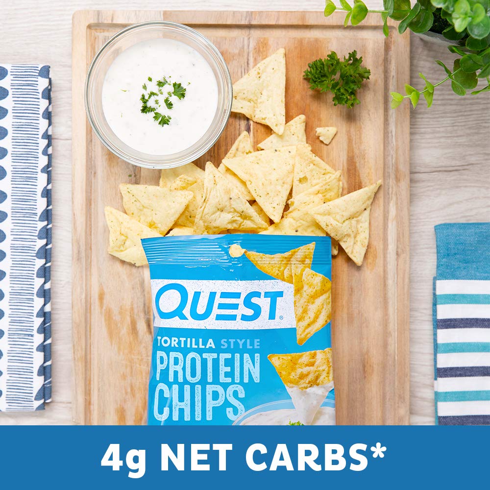 Quest Nutrition Tortilla Style Protein Chips, Ranch, Baked, High Protein, Low Carb, Gluten Free, 1.1 Ounce (Pack of 12)